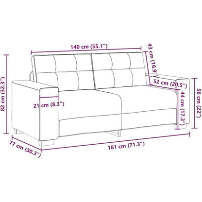 Rosa Zweisitzer-Sofa mit Kissen – Samt, 140 cm