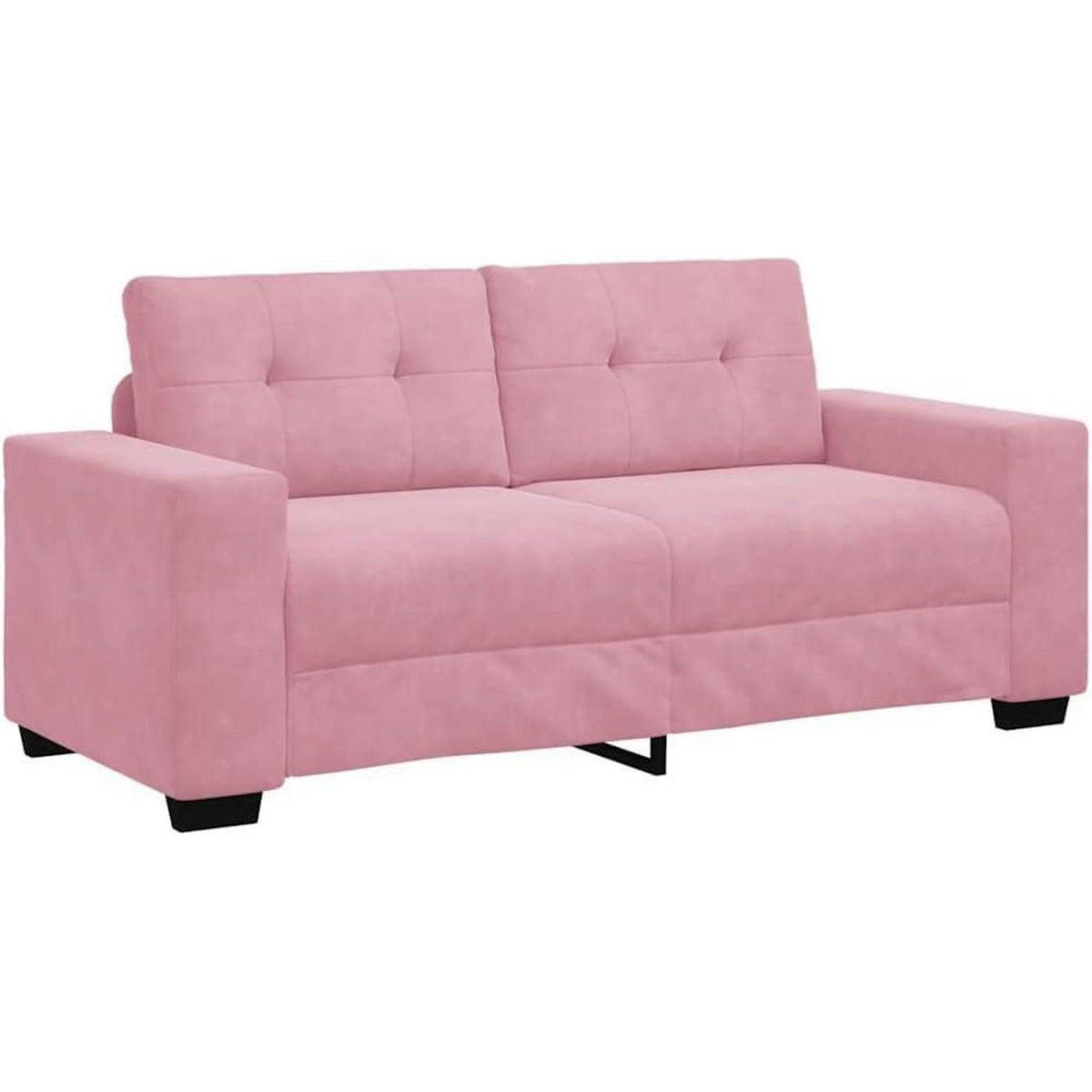 Rosa Zweisitzer-Sofa mit Kissen – Samt, 140 cm