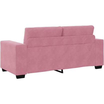 Rosa Zweisitzer-Sofa mit Kissen – Samt, 140 cm