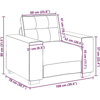 Getufteter Samt Sessel Creme - Kleiner Wohnzimmer Couch 60cm