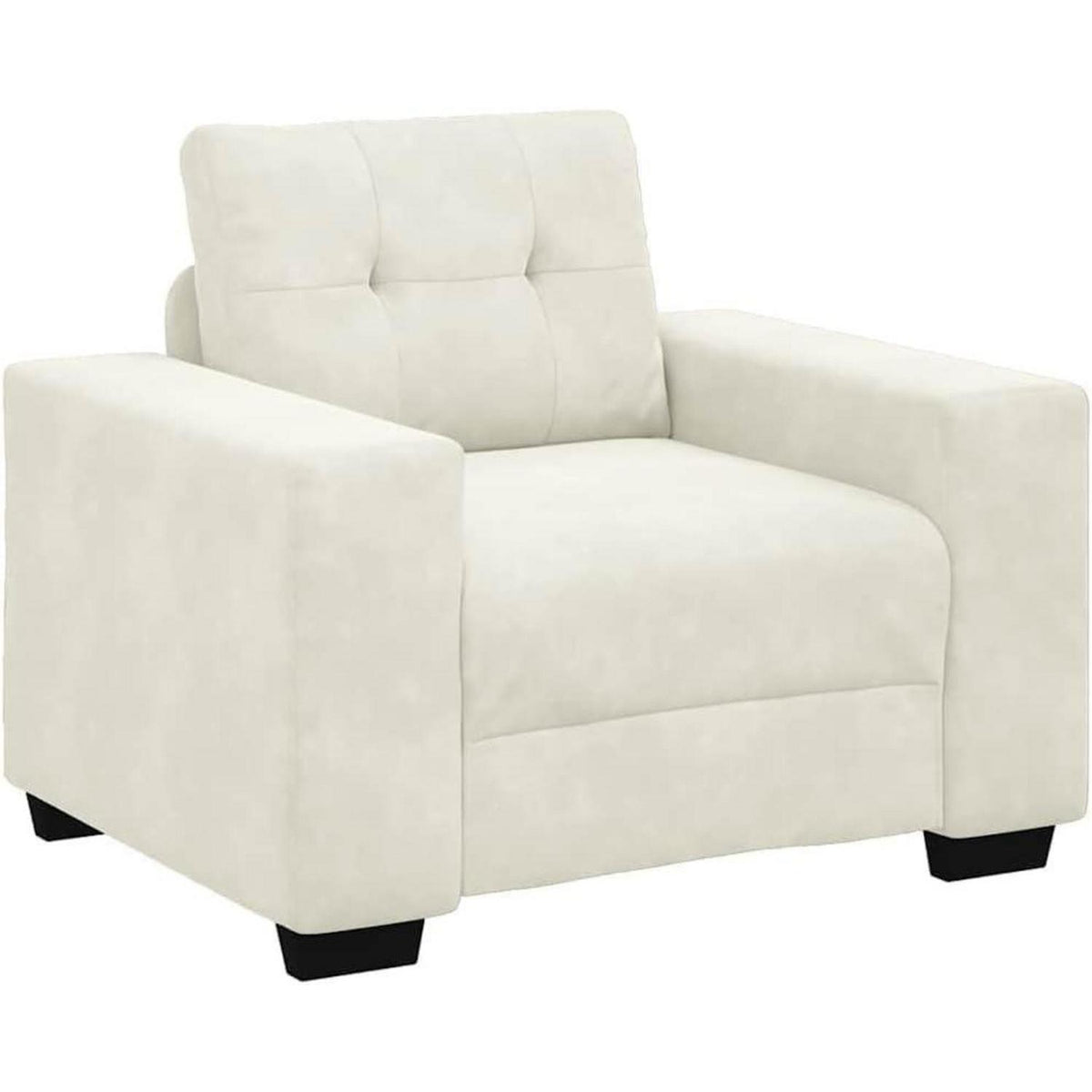 Getufteter Samt Sessel Creme - Kleiner Wohnzimmer Couch 60cm