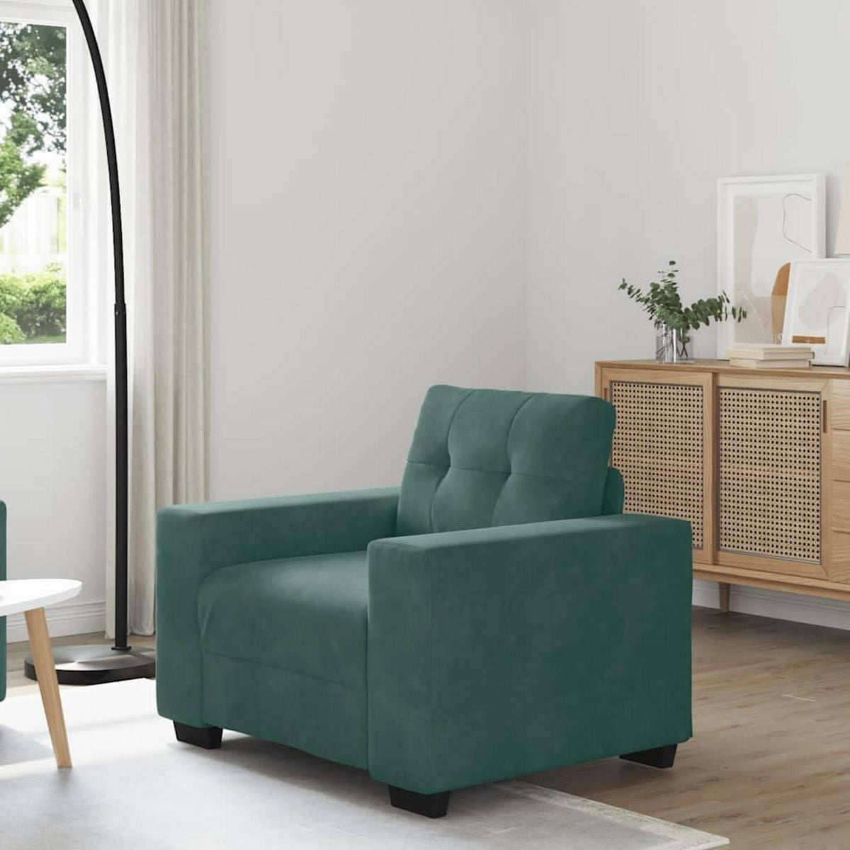 Samt Sessel Dunkelgrün – Bequemer Wohnzimmerstuhl für Loft & Spielzimmer
