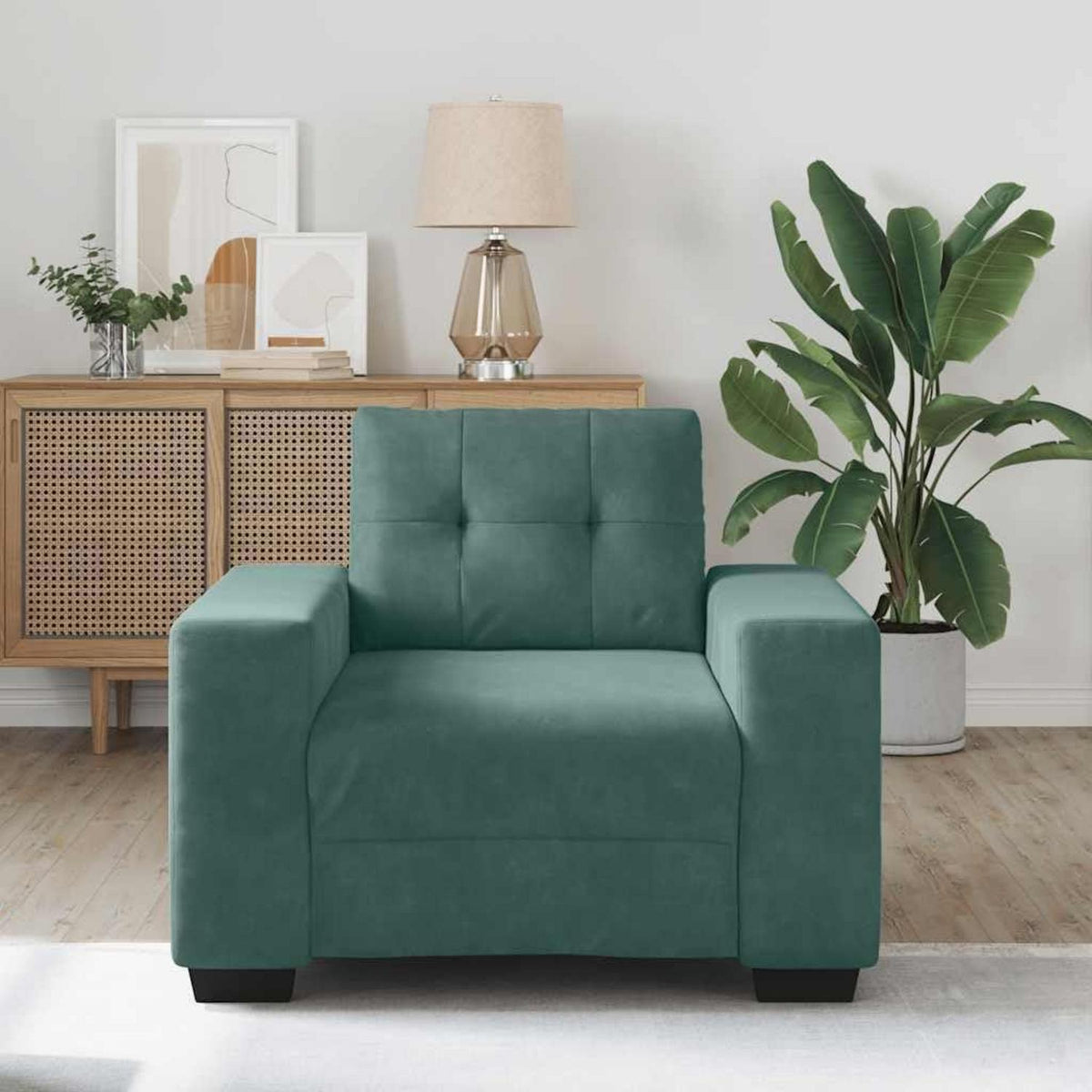 Samt Sessel Dunkelgrün – Bequemer Wohnzimmerstuhl für Loft & Spielzimmer
