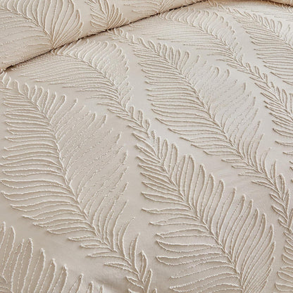 Bettwäsche-Set 135x200 cm, Beige Blattmuster, 4-teilig