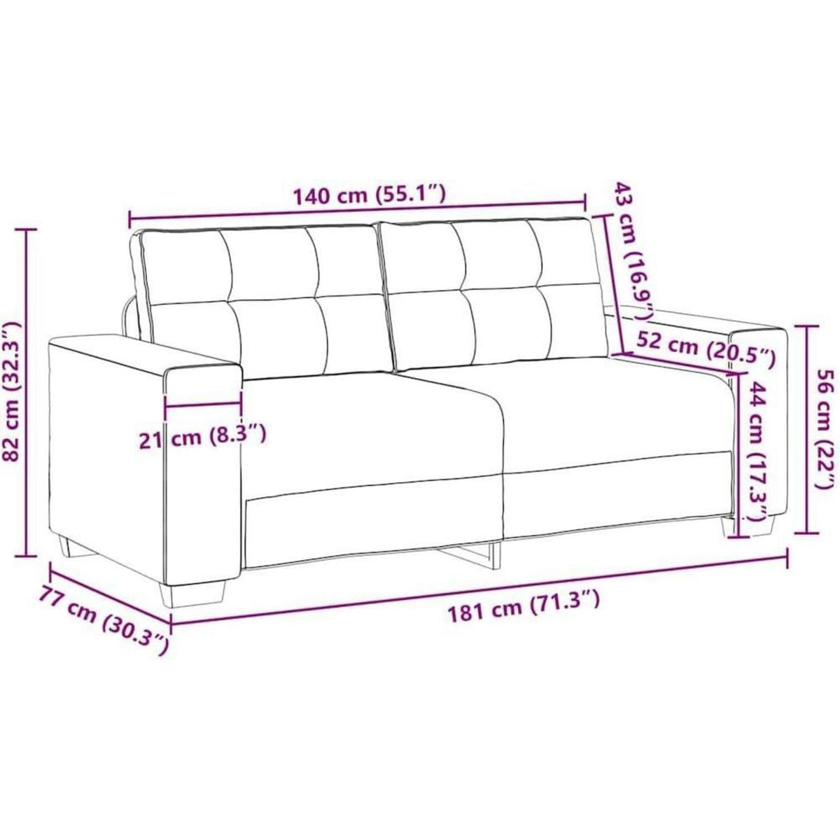 Zweisitzer Sofa Creme mit Schlaffunktion – Samt & Modernes Design