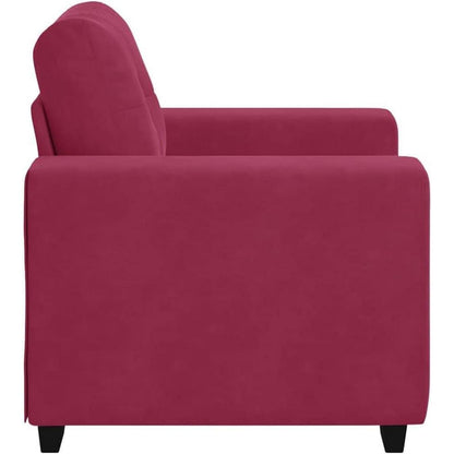 Weinroter Samt Sessel mit Kissen – 60 cm Wohnzimmer Sofa