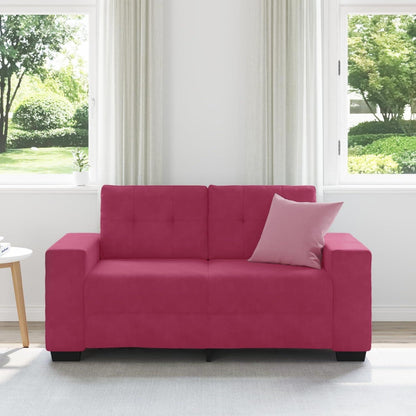 Weinrotes Samt-Sofa 120 cm – Zweisitzer mit Kissen