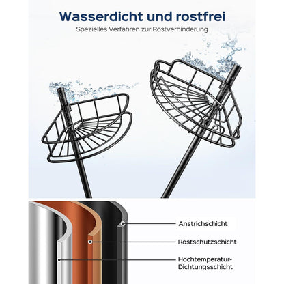 Teleskop Duschablage Eckregal 4-Stöckig Schwarz