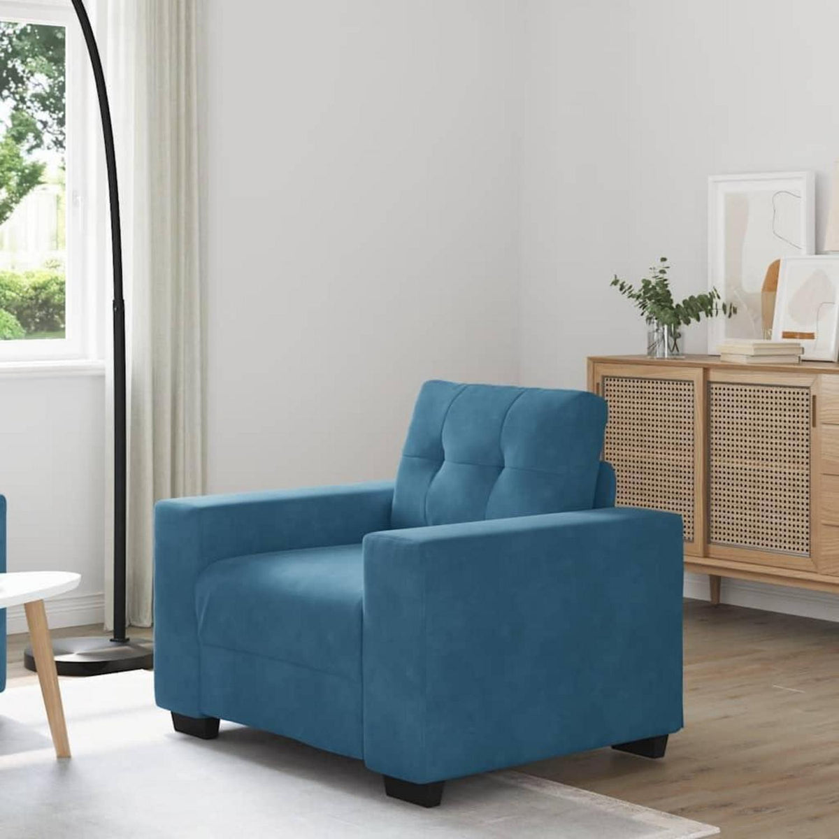 Blauer Samt Sessel 60 cm – Modernes Sofa für Wohnzimmer & Co.