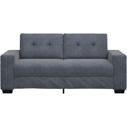 Zweisitzer Sofa Dunkelgrau Samt – Kleines Sofa mit Kissen