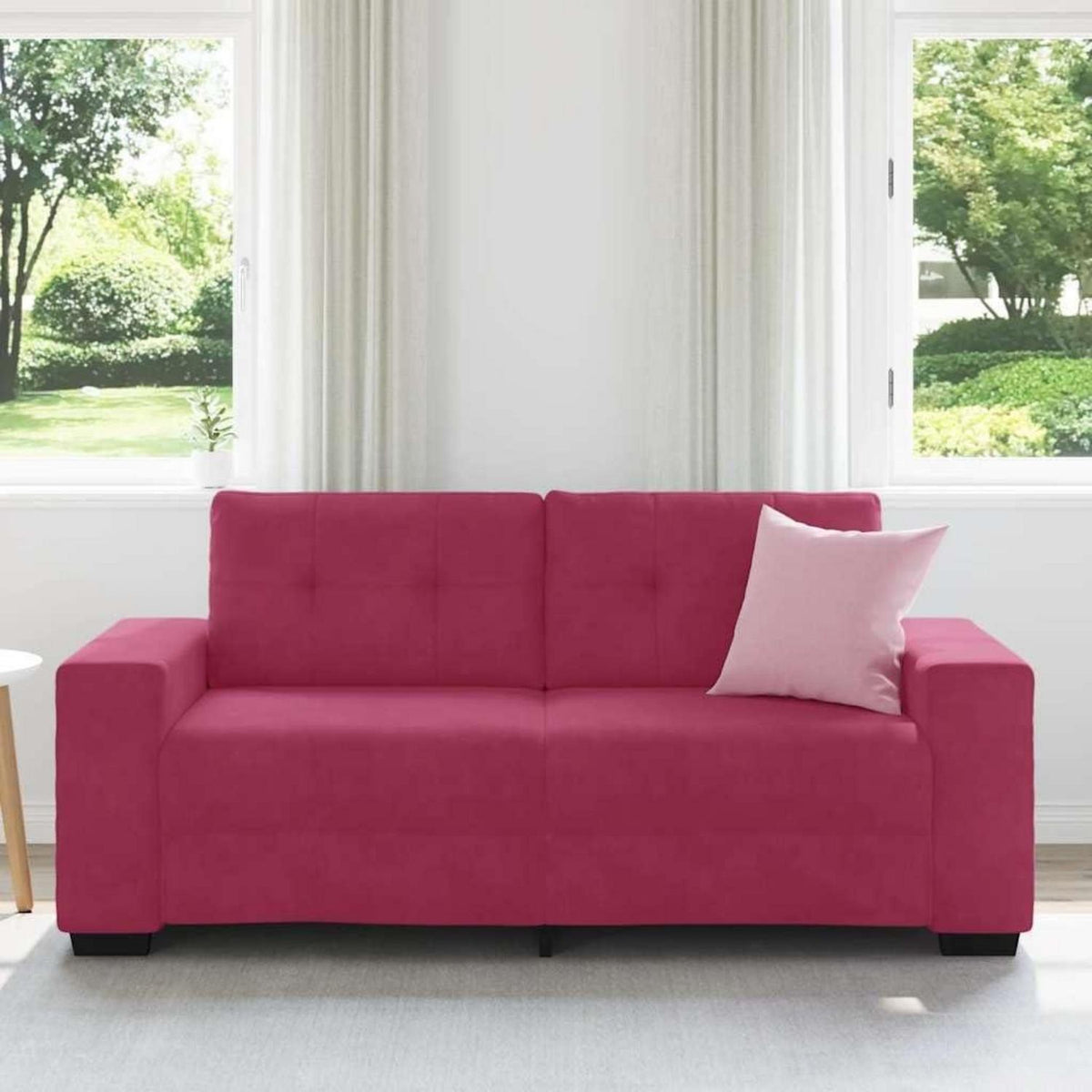 Zweisitzer Sofa Weinrot – Samt, Schlaffunktion & 140 cm
