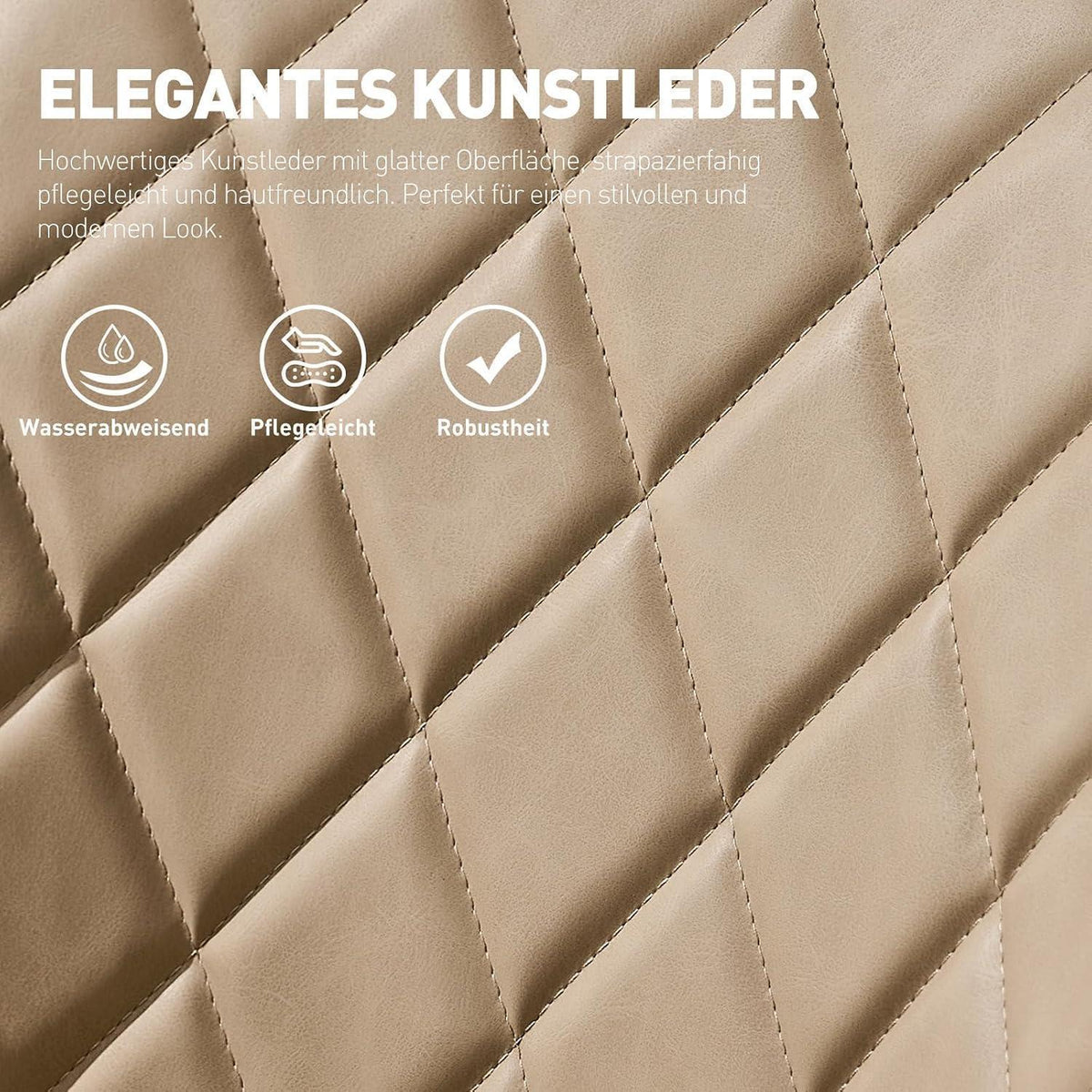Drehbare Esszimmerstühle 6er Set Beige in Lederoptik
