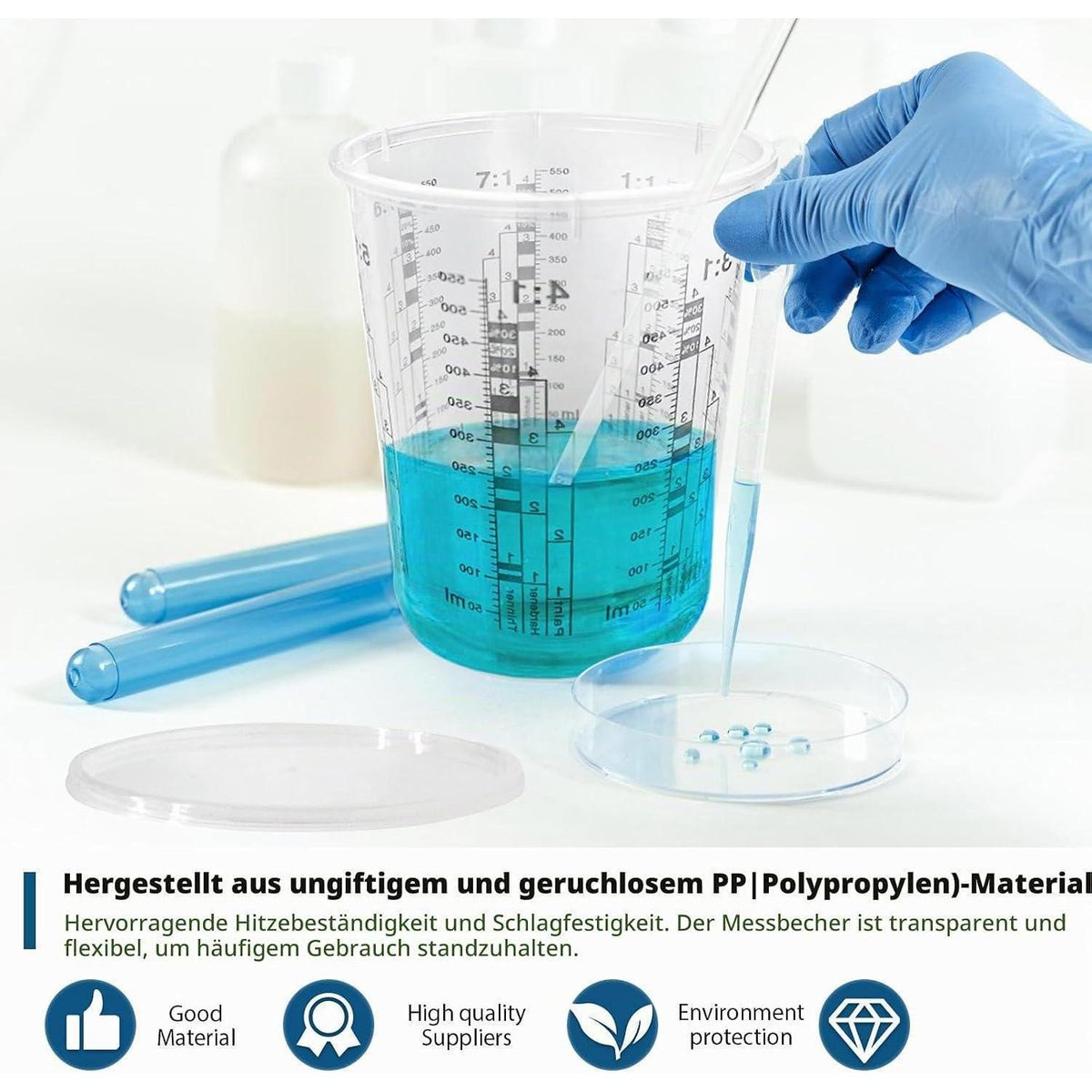20 Lackmischbecher 680ml mit Deckel – Messbecher für Farbe & Harz