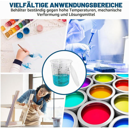 20 Lackmischbecher 680ml mit Deckel – Messbecher für Farbe & Harz