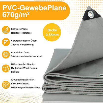 Abdeckplane Grau 3x4m – Wasserdicht, Reißfest & UV-Beständig