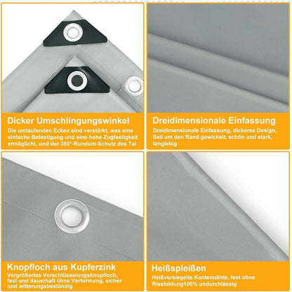 Abdeckplane Grau 2x4m – Wasserdicht, Reißfest & UV-Beständig