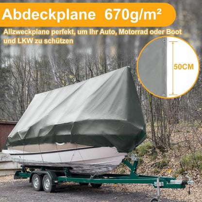 Abdeckplane Grau 2x4m – Wasserdicht, Reißfest & UV-Beständig