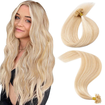 Echthaar Extensions Bondings 60 cm #18P613 Ascheblond/Blond