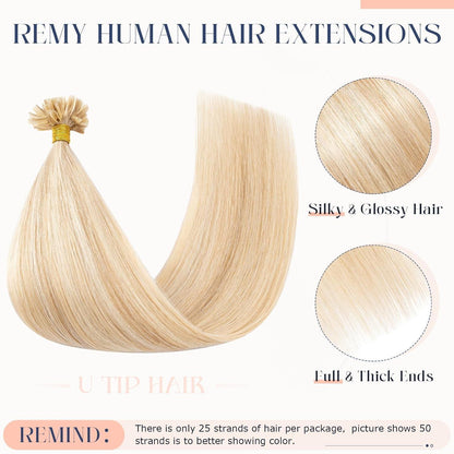 Echthaar Extensions Bondings 60 cm #18P613 Ascheblond/Blond