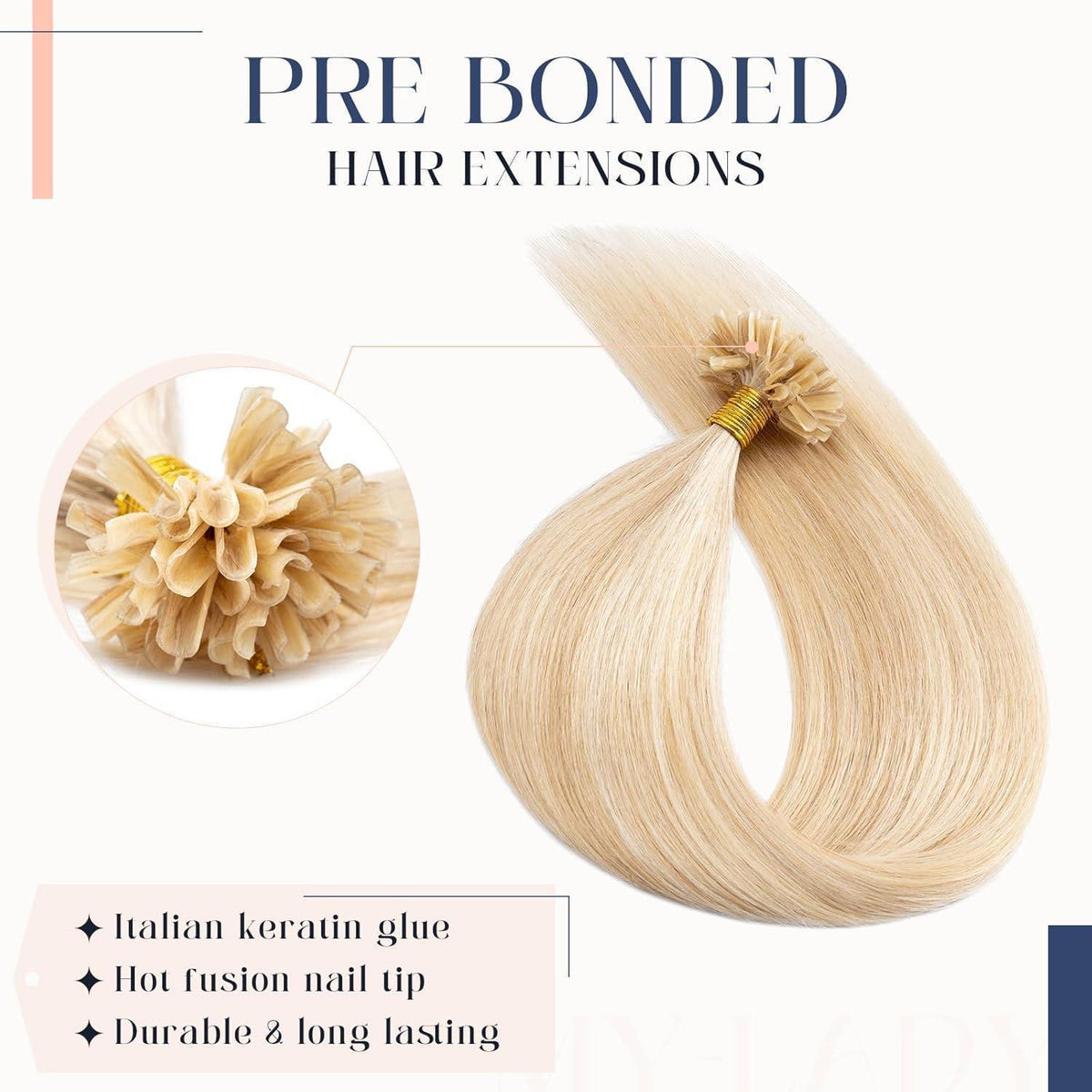 Echthaar Extensions Bondings 60 cm #18P613 Ascheblond/Blond