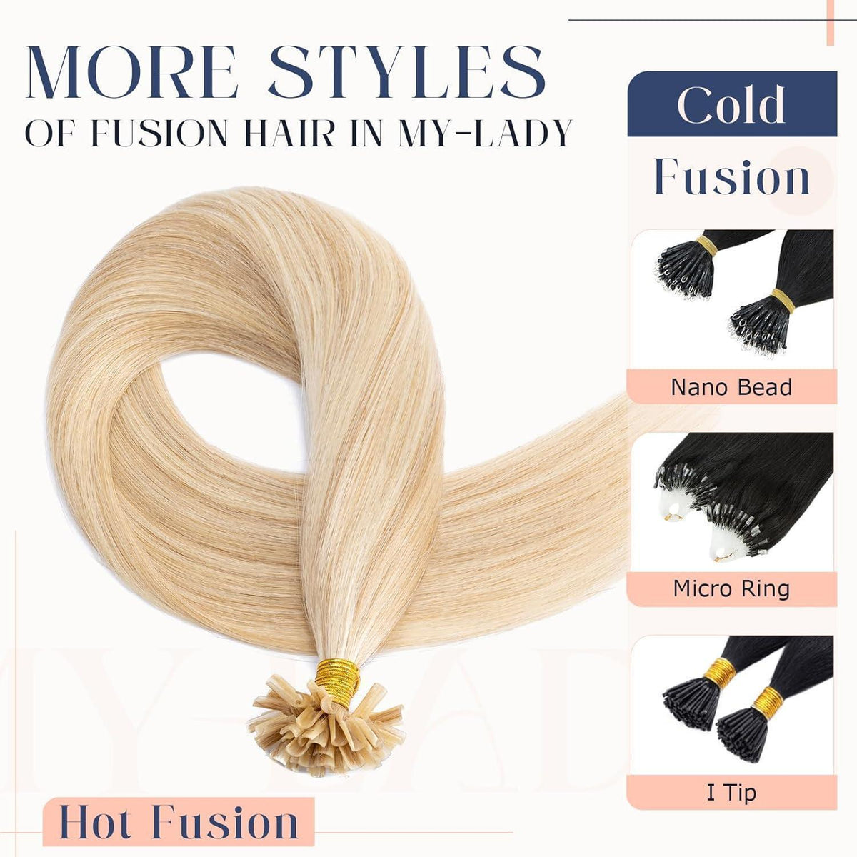 Echthaar Extensions Bondings 60 cm #18P613 Ascheblond/Blond