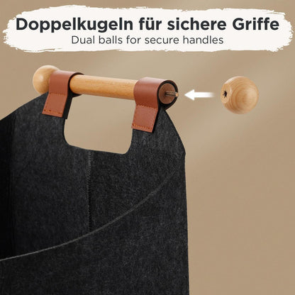 Holzkorb Filz für Kaminholz – Großer, robuster Aufbewahrungsbehälter