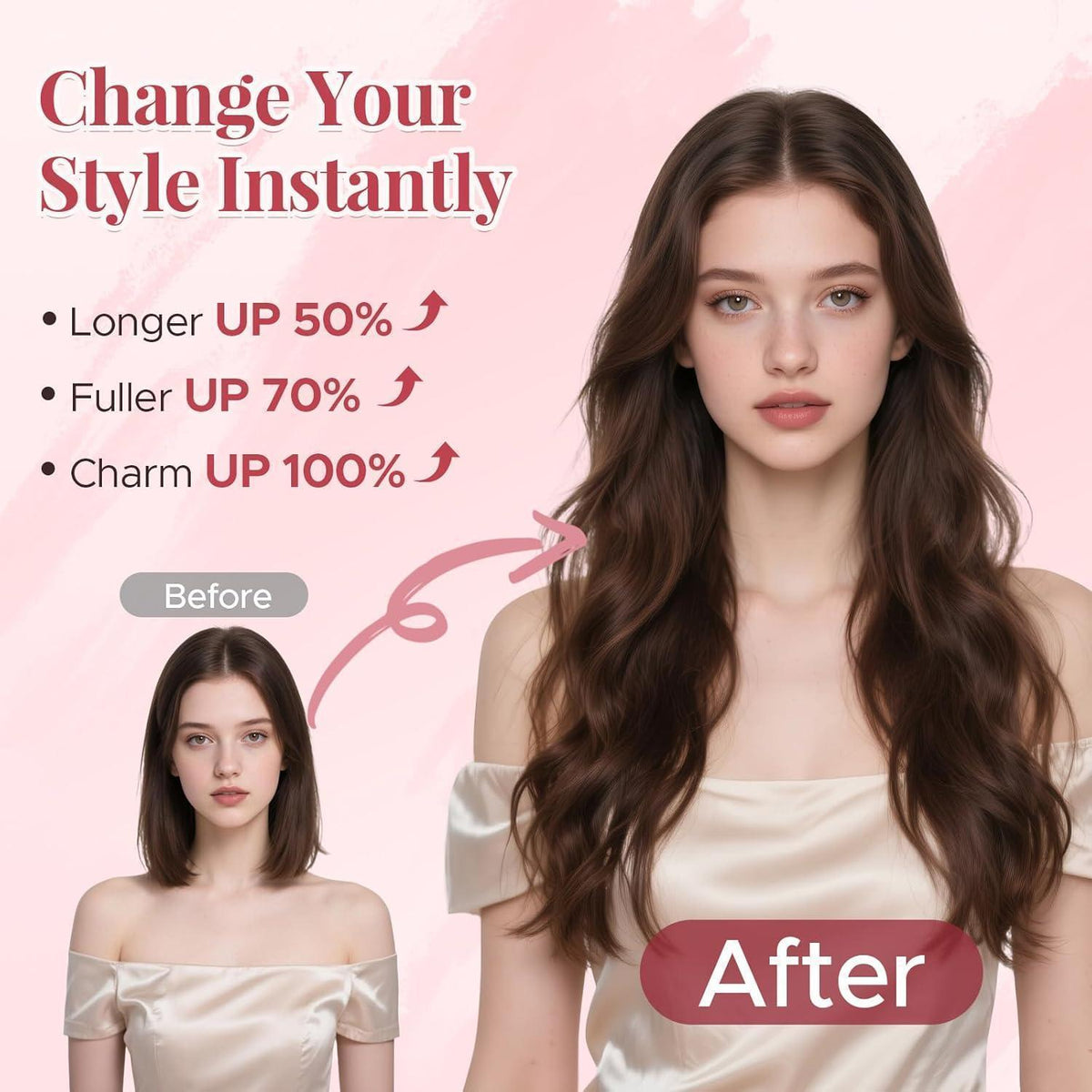 Clip In Echthaar Extensions Bordeauxrot 60cm - 170g