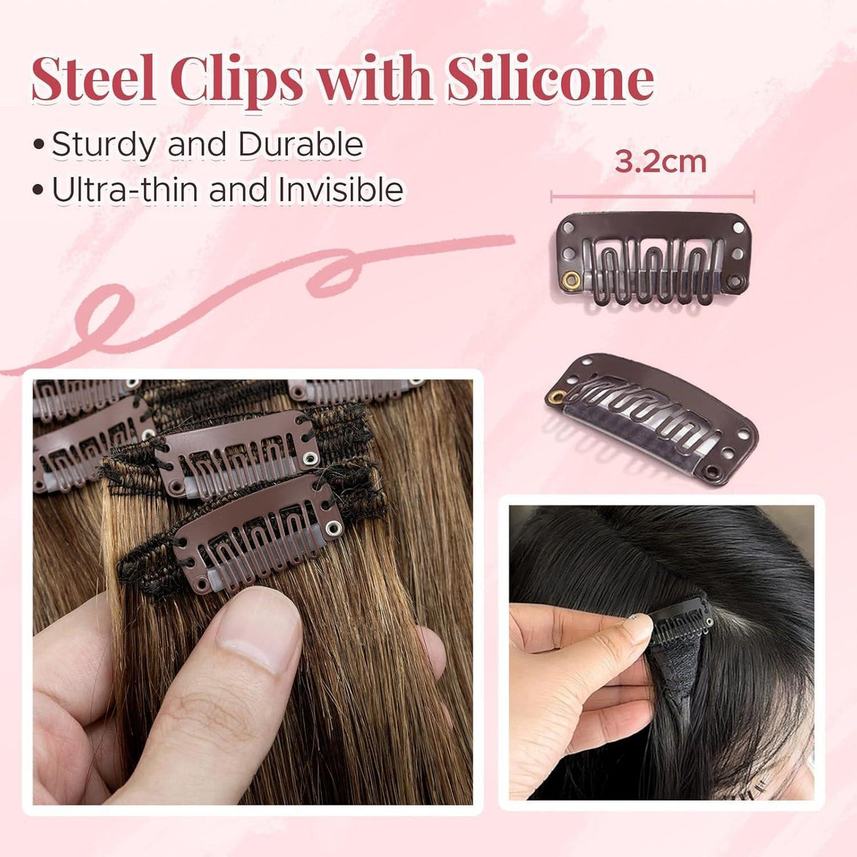Clip In Haarverlängerung Echthaar 45cm Mittelbraun/Dunkelblond