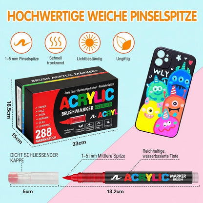 288 Acrylstifte Set Wasserfest für Stein, Holz & Co.