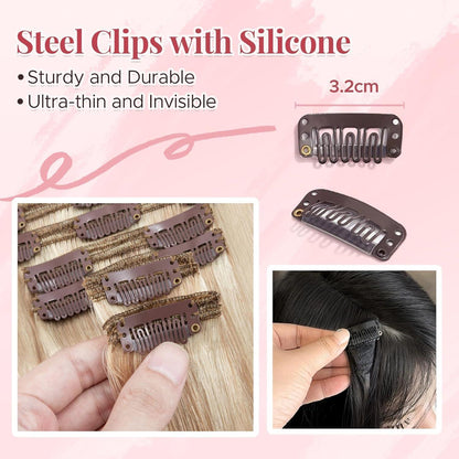 Clip In Haarverlängerung Echthaar 45cm Ascheblond/Blond 140g