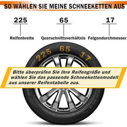 Schneeketten Auto-Fixierung 1-Min. Montage – Universell & Wiederverwendbar