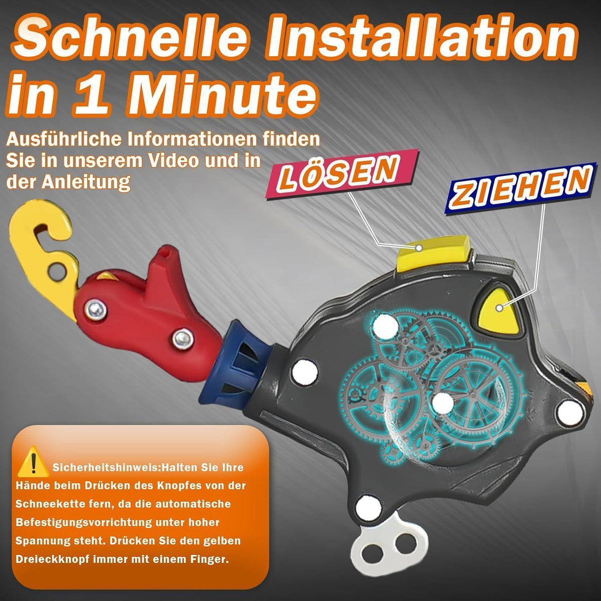 Schneeketten Auto-Fixierung – 1-Min. Montage, Universell