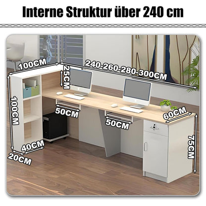 Rezeptionstheke Holz mit Stauraum – 260x60x100cm Schwarz Weiß