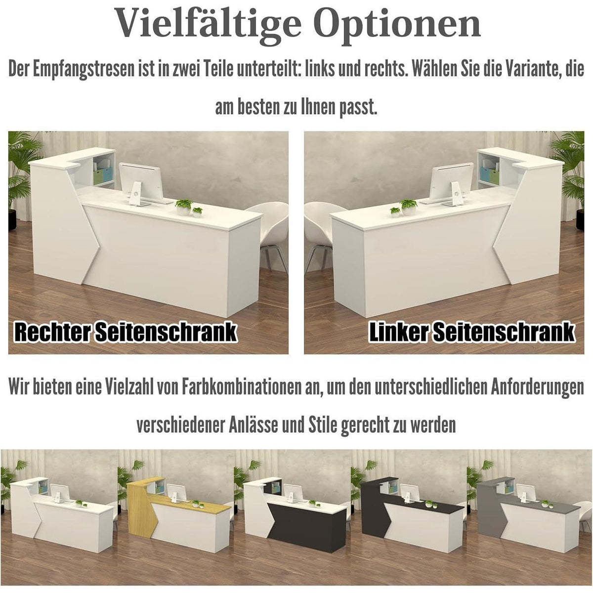 Rezeptionstheke Holz Grau Weiß – Langer Kassentisch 300cm
