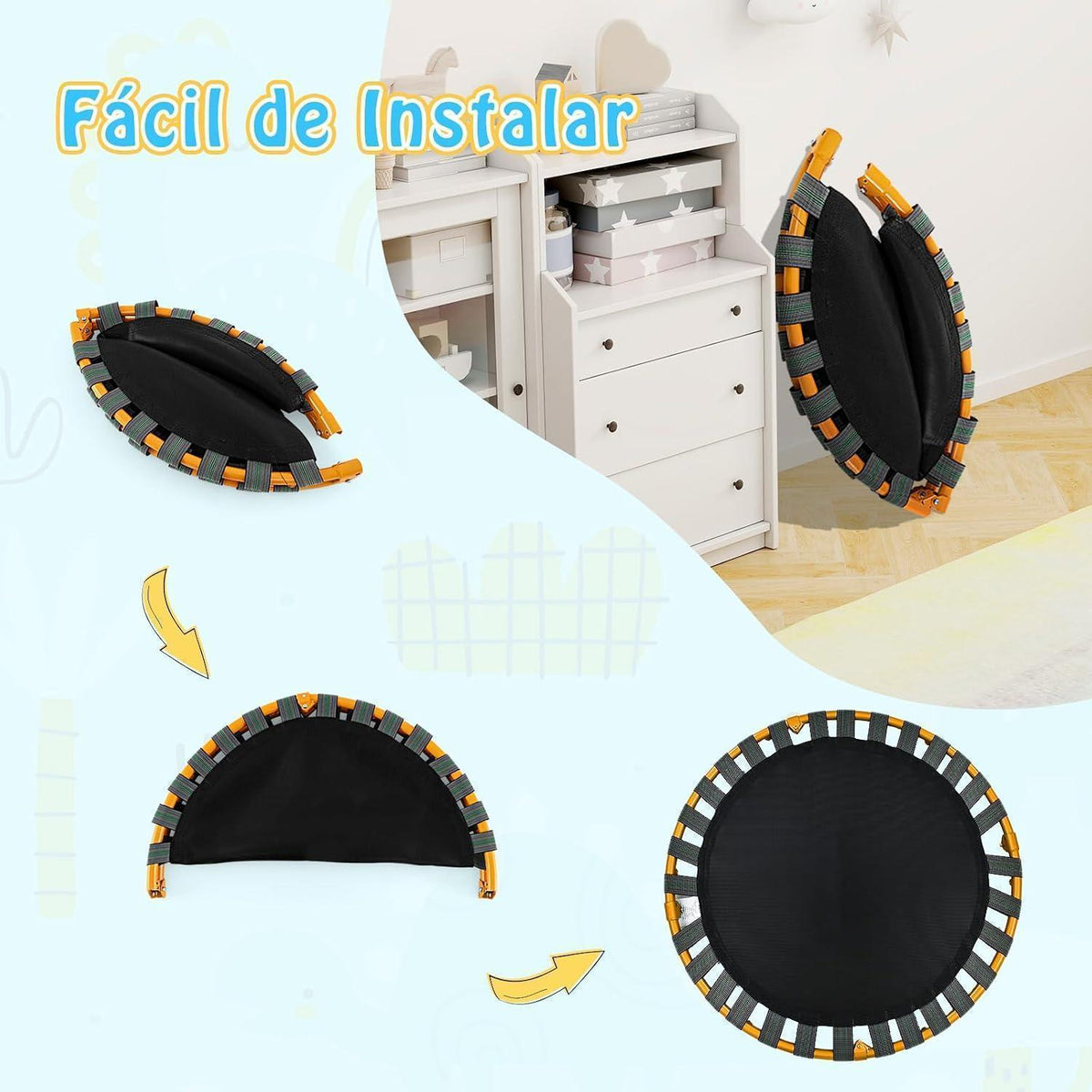 Kindertrampolin 92x92cm – Stabil & Faltbar für Innenraum