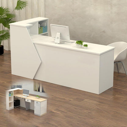 Rezeptionstheke Holz mit Stauraum – Weiß, 220x60x100cm