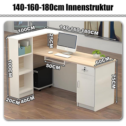 Rezeptionstheke Holz mit Stauraum – 150x60x100cm Schwarz Weiß