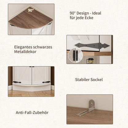 Eckregal Hoch mit 4 Türen – Weißer Küchenschrank 165cm