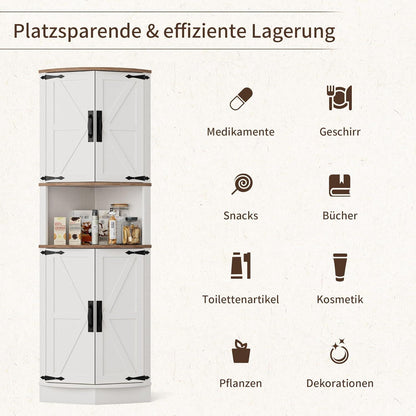 Eckregal Hoch mit 4 Türen – Weißer Küchenschrank 165cm
