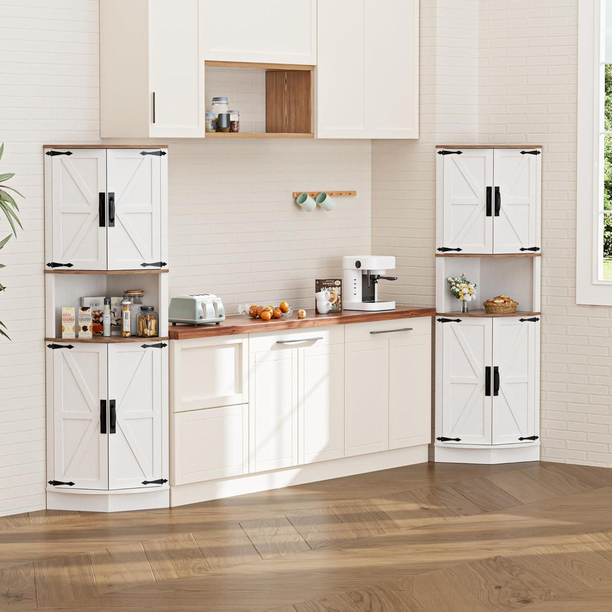 Eckregal Hoch mit 4 Türen – Weißer Küchenschrank 165cm