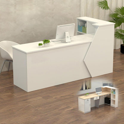 Rezeptionstheke Holz mit Stauraum – Weiß, 200x60x100cm
