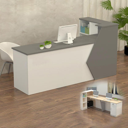 Rezeptionstheke Holz Grau Weiß – Langer Kassentisch 260x60x100cm