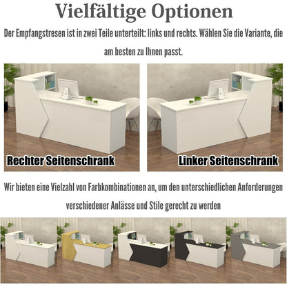 Rezeptionstheke Holz mit Stauraum – 150x60x100cm Weiß