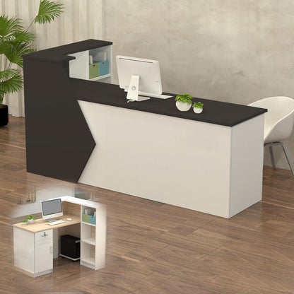 Rezeptionstheke Holz mit Stauraum – Schwarz Weiß 100x60x100cm