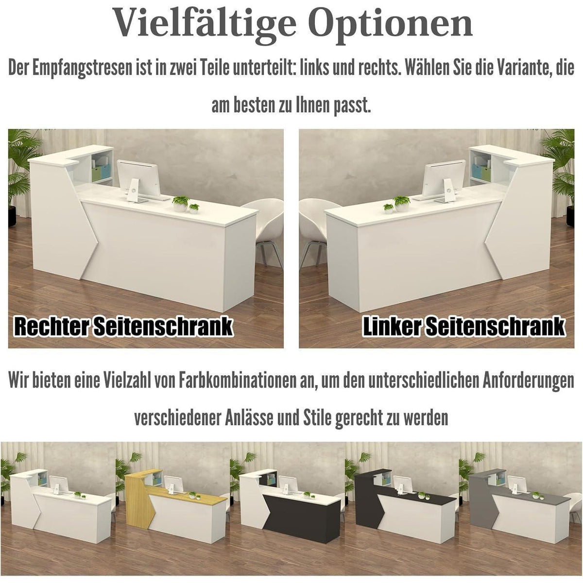 Rezeptionstheke Holz mit Stauraum – 280x60x100cm