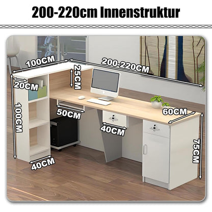 Rezeptionstheke Holz Grau Weiß – Langer Kassentisch 220x60x100cm