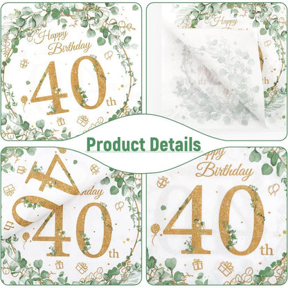 Servietten 40. Geburtstag Eukalyptus Grün Gold 40 Stück