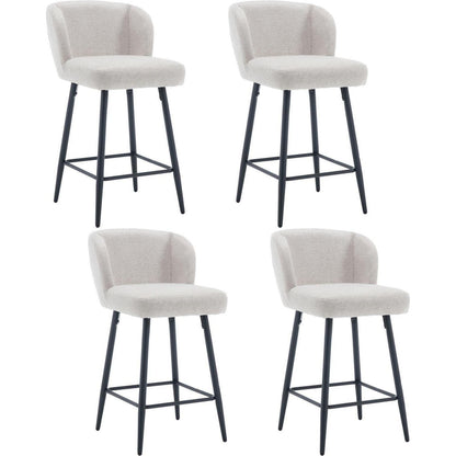Moderner Barhocker 4er Set mit Leinenbezug & Metallfüßen