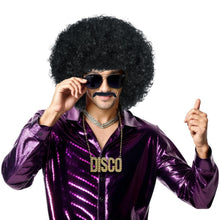 Afro Perücke mit Bart, Brille & Kette – 70er/80er Rocker Look