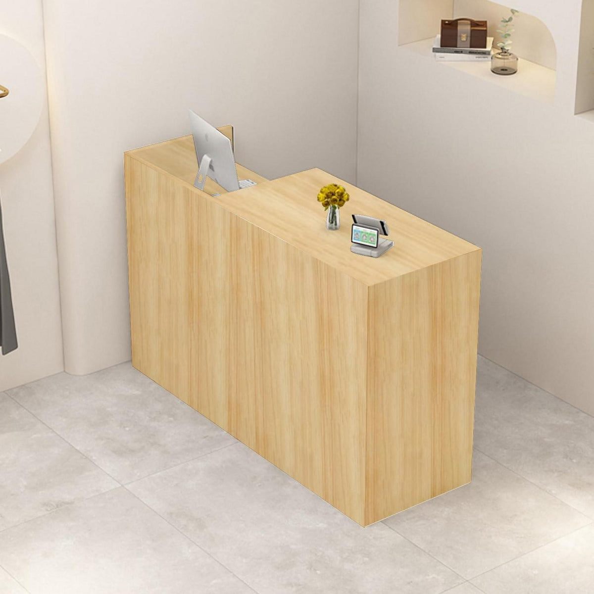 Holz Rezeptionstheke mit Stauraum – 120x50x100 cm
